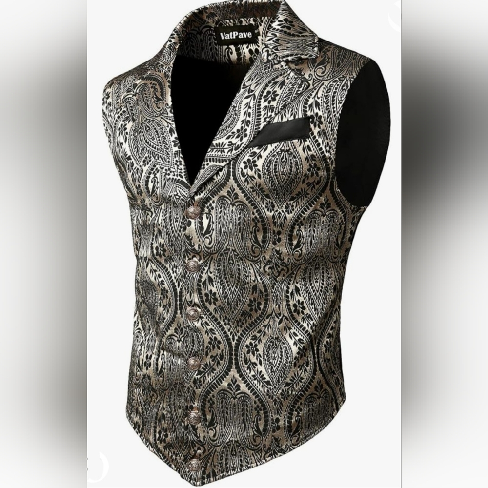 Gold and black formal vest, size M